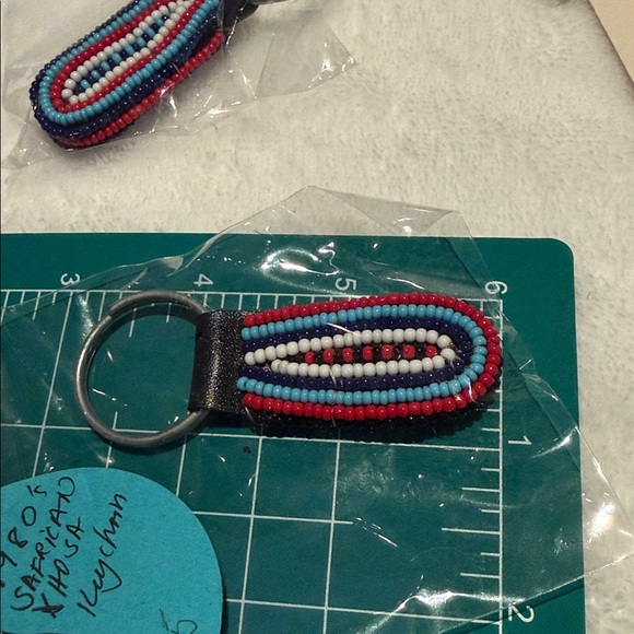 1980s South Africa Xhosa Hand Beaded Key Chain Double Sided